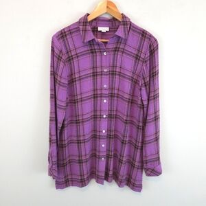 J. Jill Women's Crinkled Plaid Button-Front Tunic